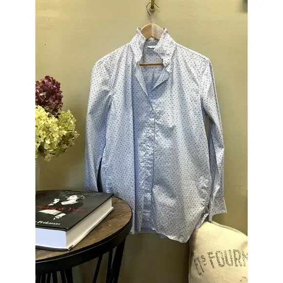 Celine Light Blue Polka Dot Button Down Shirt - Picture 1 of 13